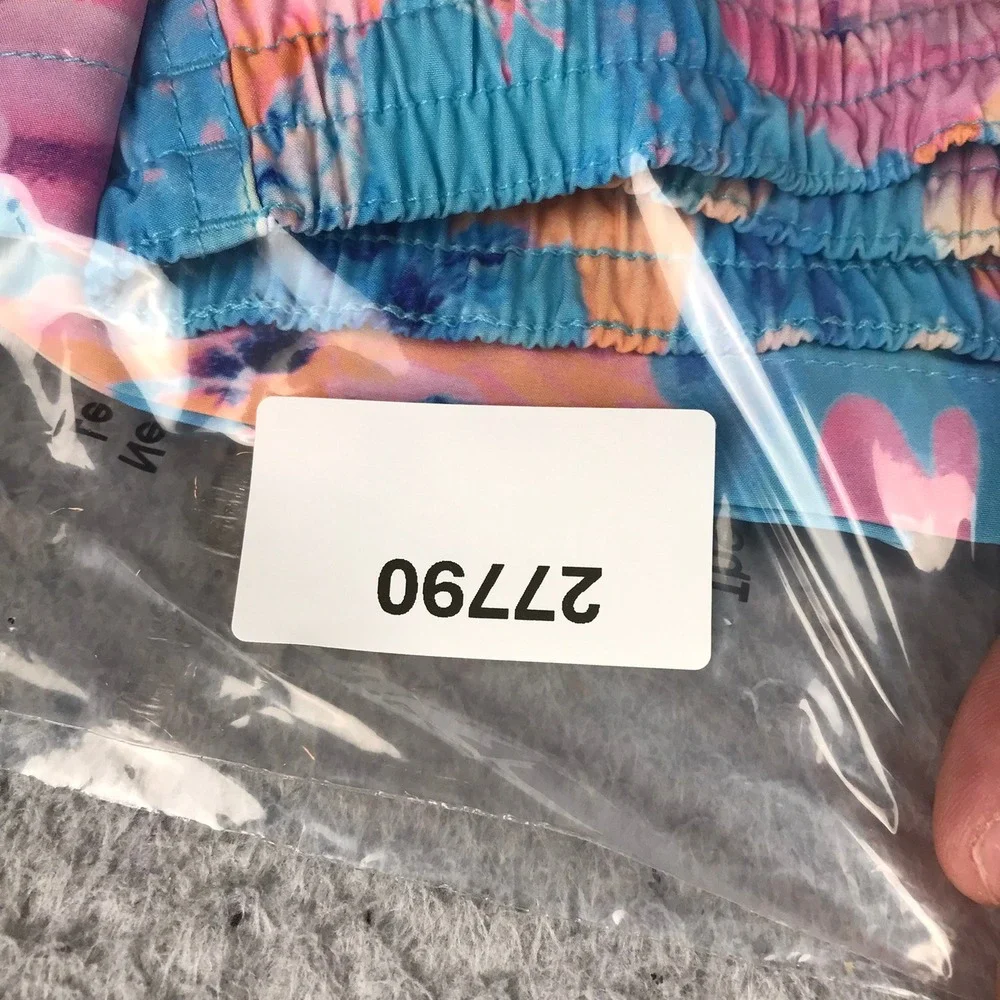 Chubbies Blue Floral Linerless Swim Trunks with Pink & Peach Accents